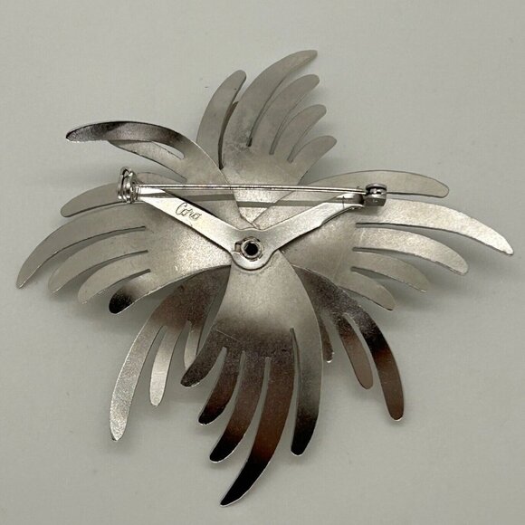Vintage Coro Brooch Silver-Tone Abstract Starburst Pin Mid-Century Sculptural - Picture 5 of 15